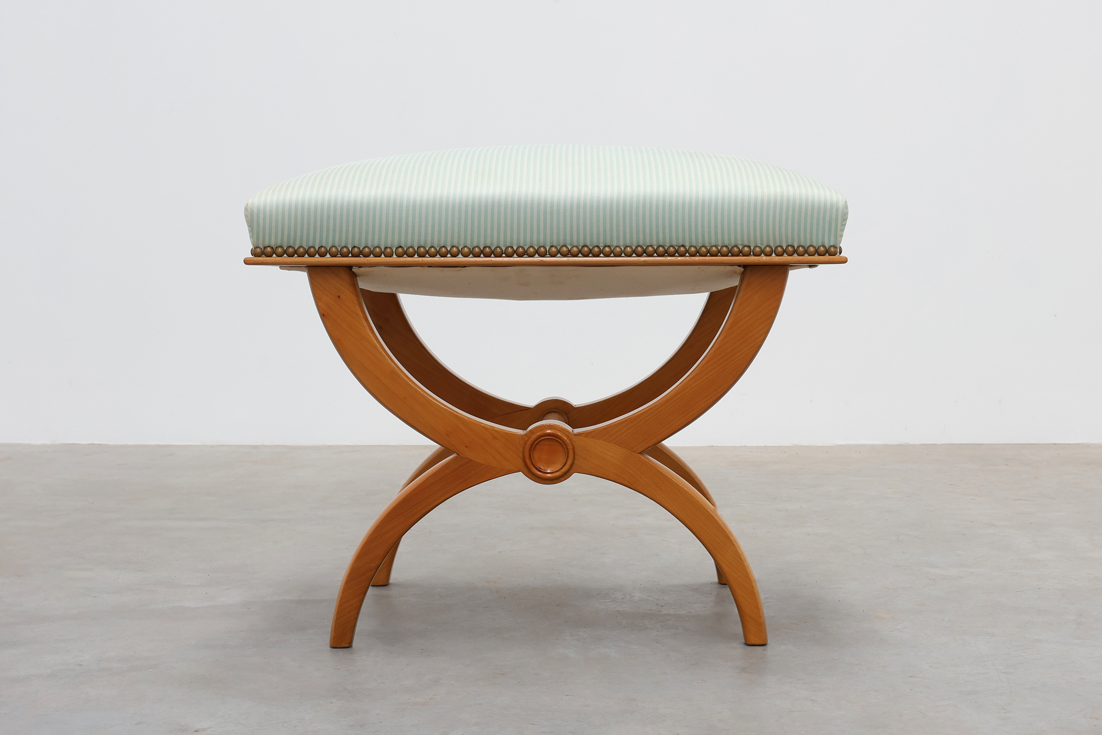 Empire style curule stool with striped upholstery, France, 20th centurythumbnail